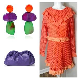 MISSGUIDED ORANGE LACE DRESS-10- NWT